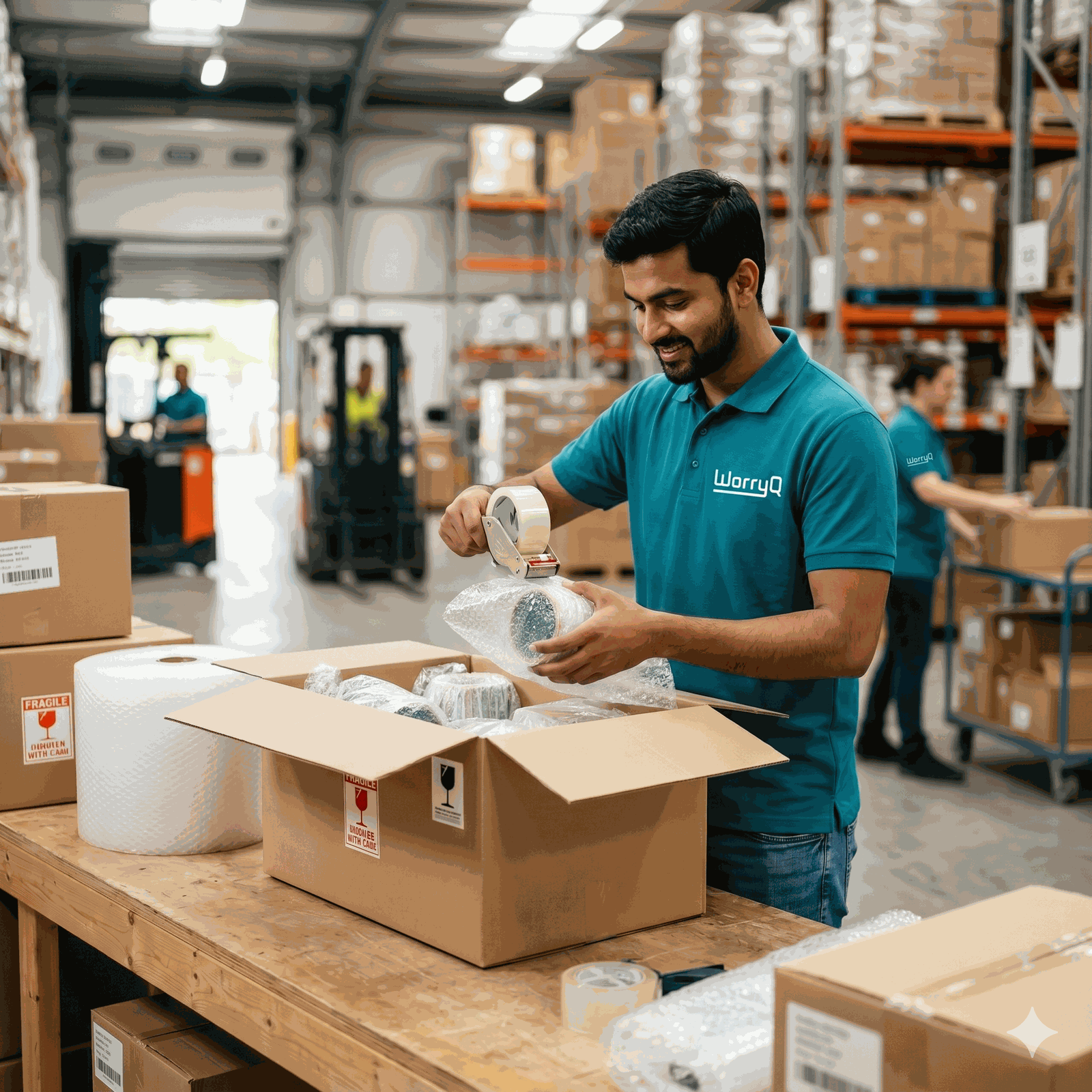 WorryQ packing helper working at Ahmedabad GIDC facility